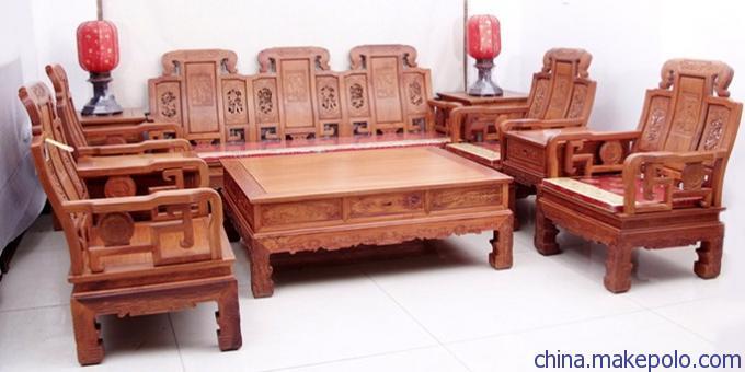 八宝祥和沙发10件套-红木家具销售-仿古家具-缅甸花梨家具-红木